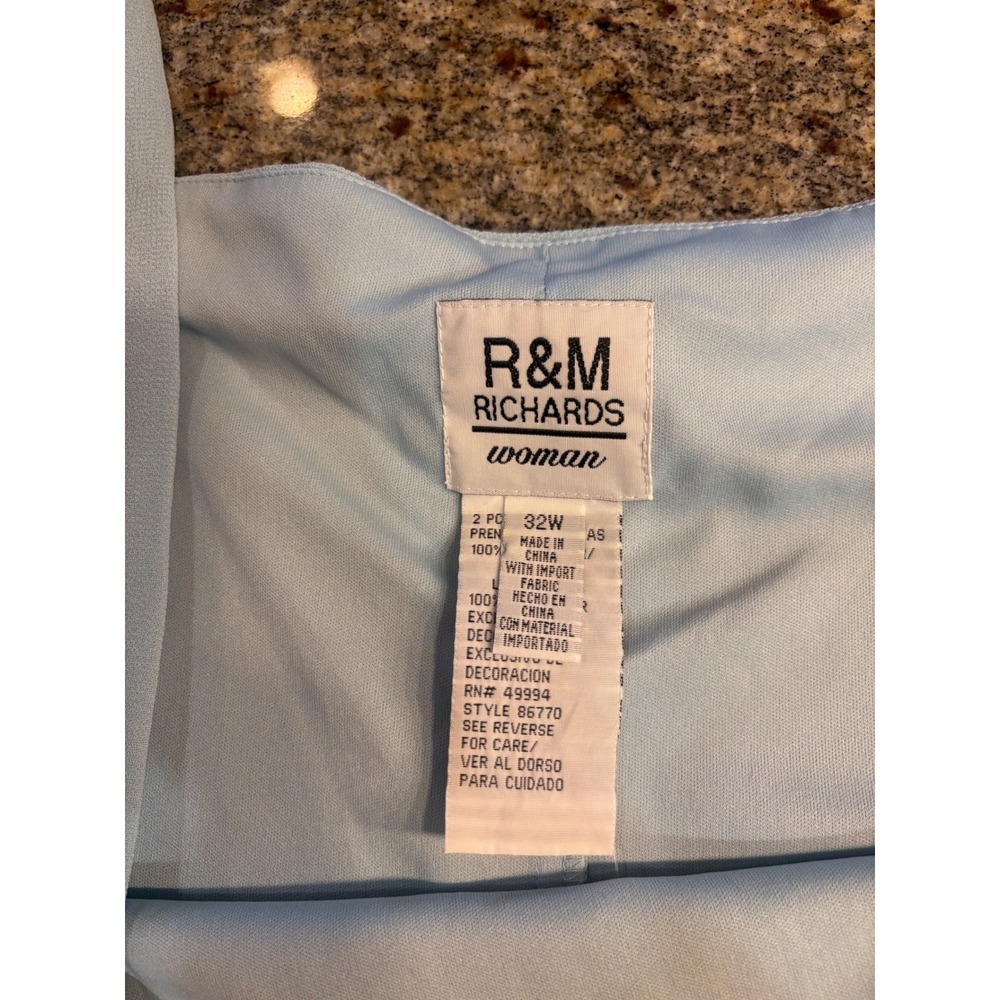 NEW R&M Richards 2 Piece Dress Set Blue Beaded Formal Mother Of The Bride 32W - Picture 14 of 16